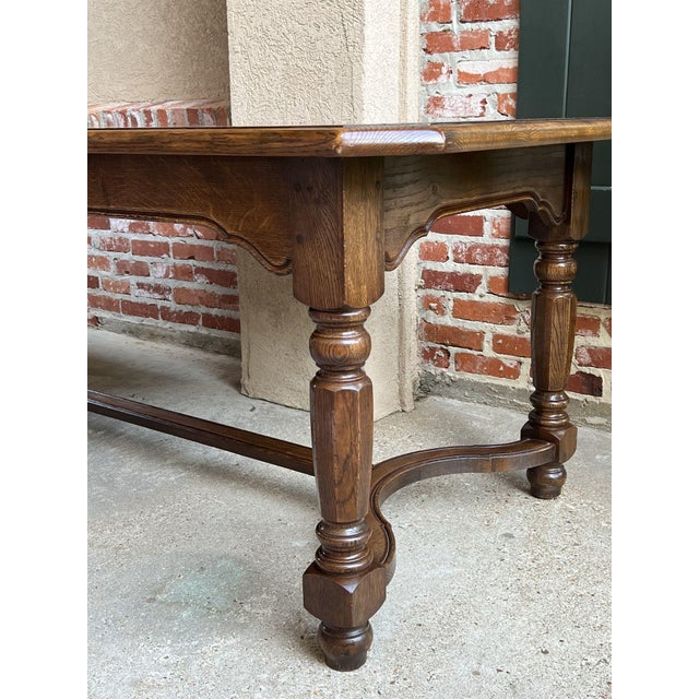 Vintage French Provincial Dining Table Oak Farmhouse Conference Library