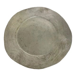 1990s Mariposa Swirl Wood Bark Design Cast Aluminum Serving Platter For Sale
