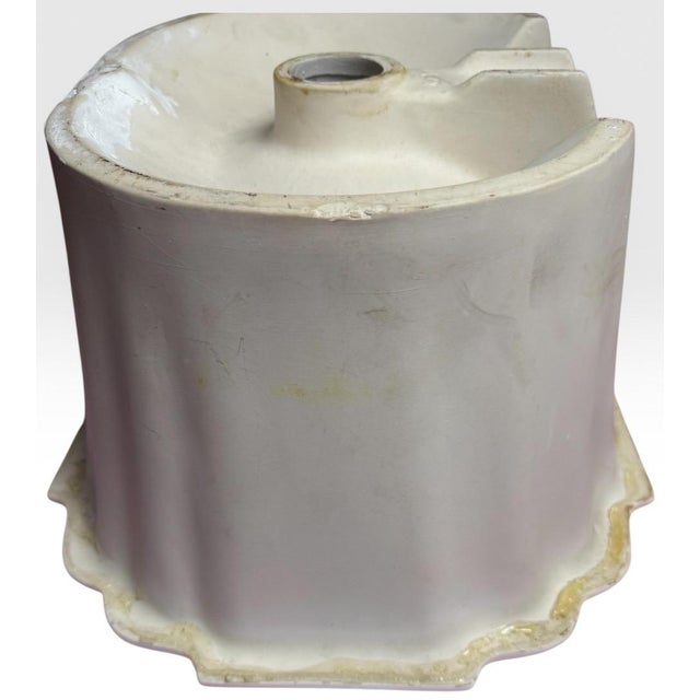 Vintage Sherle Wagner Scalloped White Porcelain Drop-in Sink Basin Fluted Hollywood Regency For Sale - Image 11 of 15