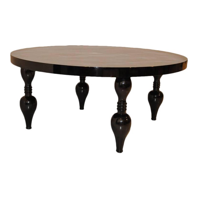Black Lacquer Round Dining Table Chairish