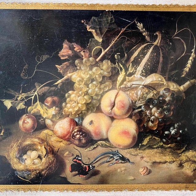 Wood Amazing hand-painted LARGE rectangular Florentine box with still life top // giltwood box // mid 20th century // gilt // made in Italy // floral For Sale - Image 7 of 12