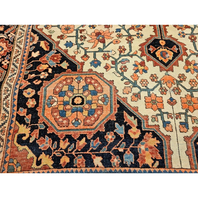 19th Century Persian Farahan Sarouk Rug, Handwoven Floral Patter, Ivory & Blue, 5’ X 7’ For Sale - Image 10 of 12
