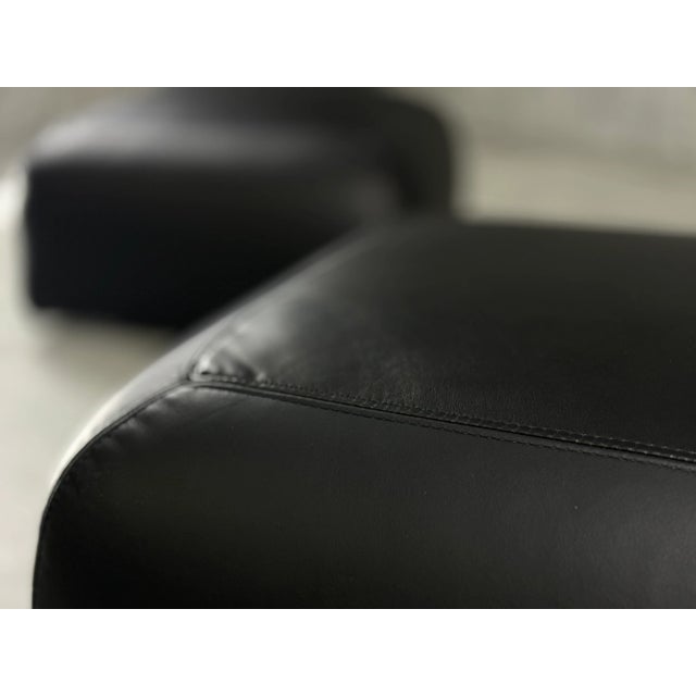 1960s Set of Vintage Black Leathered Ottomans, 1960s For Sale - Image 5 of 6