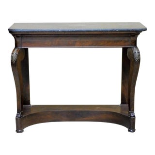 Circa 1900 French Empire Mahogany Console Table with Marble Top For Sale