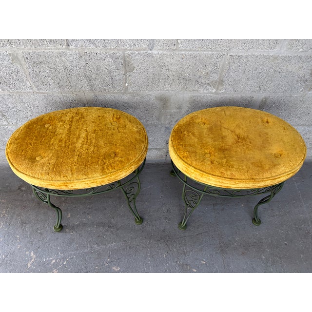 A Pair of Vintage Mid-Century Modern Wrought Iron Bench / Foot Stools. Circa 1960s For Sale In Miami - Image 6 of 18