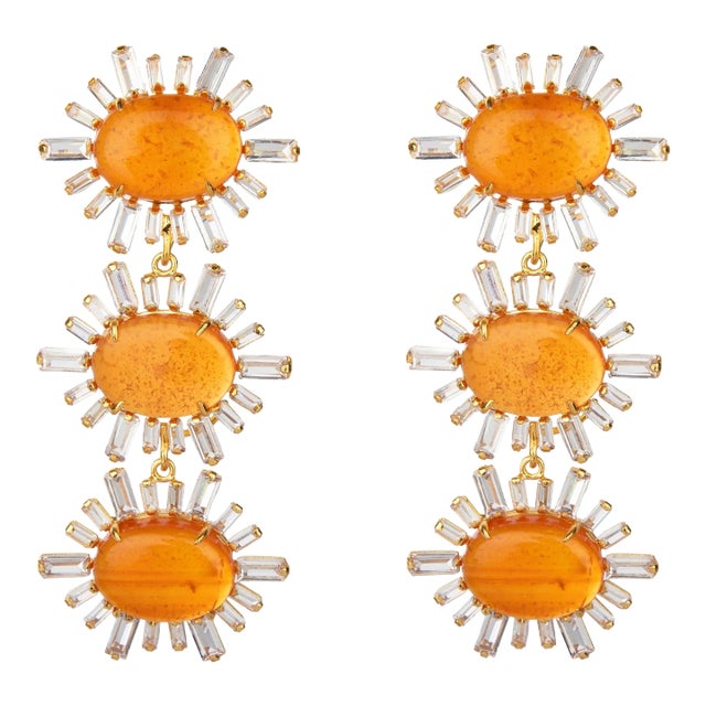 Ann-Margaret Statement Earrings in Orange, a pair For Sale