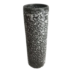 Vintage Mid-Century Modern Douglas Ferguson Pigeon Forge Pottery Medium Cylinder Vase With Black & White Lava Glaze