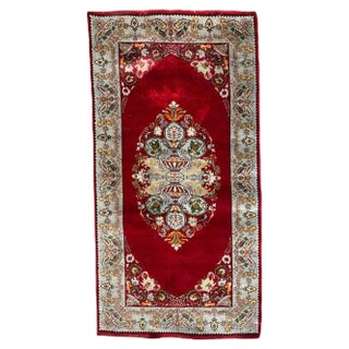 Small Vintage Silk Turkish Rug For Sale