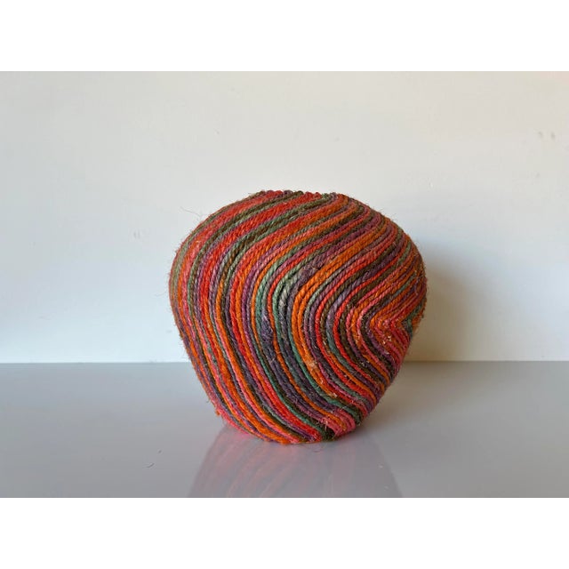80's Vintage Colorful Woven Jute Macrame Fiber Art Vase For Sale - Image 10 of 13