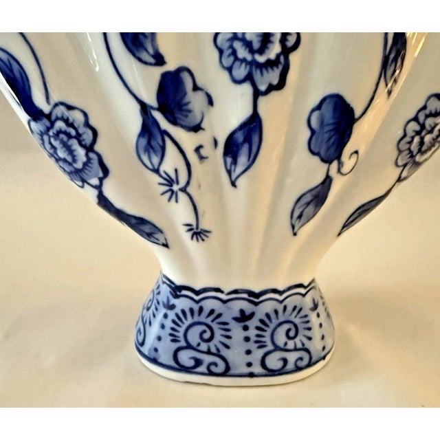 Mid-Century Modern Vintage Bella Casa by Ganz Five Finger Blue and White Bud Vase For Sale - Image 3 of 7