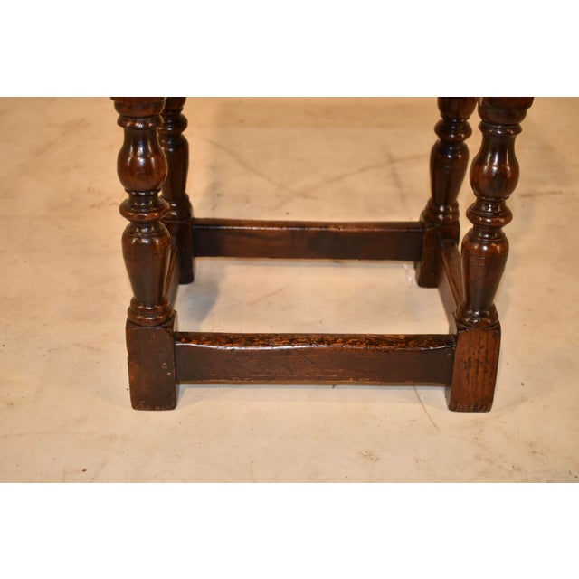 Wood 19th Century English Oak Carved Joint Stool For Sale - Image 7 of 7
