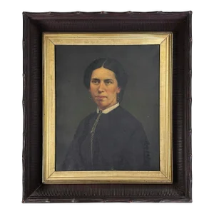 Antique 19th Century Victorian Portrait of a Woman, Framed (Oil on Canvas)