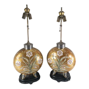 19th Century Pair of Aesthetic Safari Table Lamps With Lion and Tiger