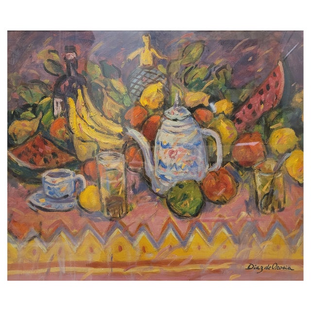 Roberto Díaz de Orosia, Bodegón con frutas, 1960s, Oil on Canvas For Sale