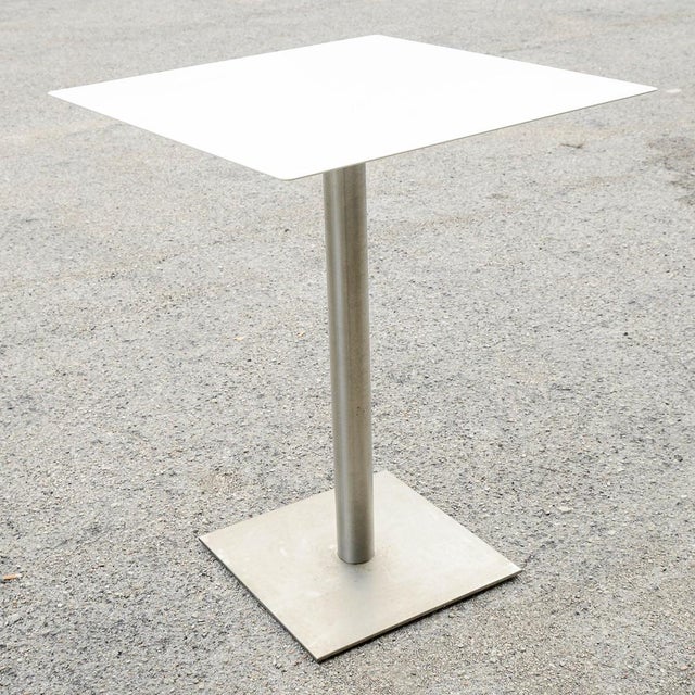 Silver Modern Steel High Outdoor Table For Sale - Image 8 of 9