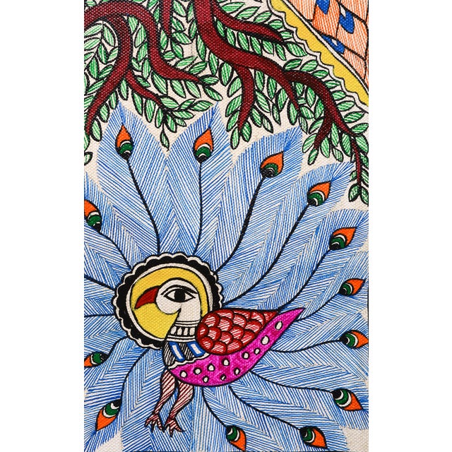 Bring the beauty of traditional Indian folk art into your home with this exquisite, hand-painted Madhubani painting by...