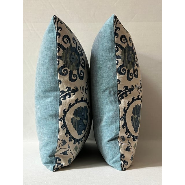 Contemporary Floral Motif 20” Feather/Down Pillows - A Pair For Sale - Image 4 of 5
