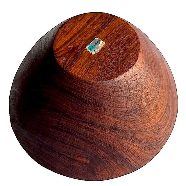 Mid 20th Century Large Hand Turned Teak Wood Bowl For Sale - Image 13 of 14