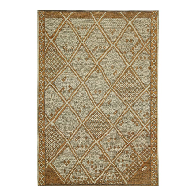 Rug & Kilim’s Moroccan Style Rug in Rust with Beige and Gray - 6'x9' For Sale