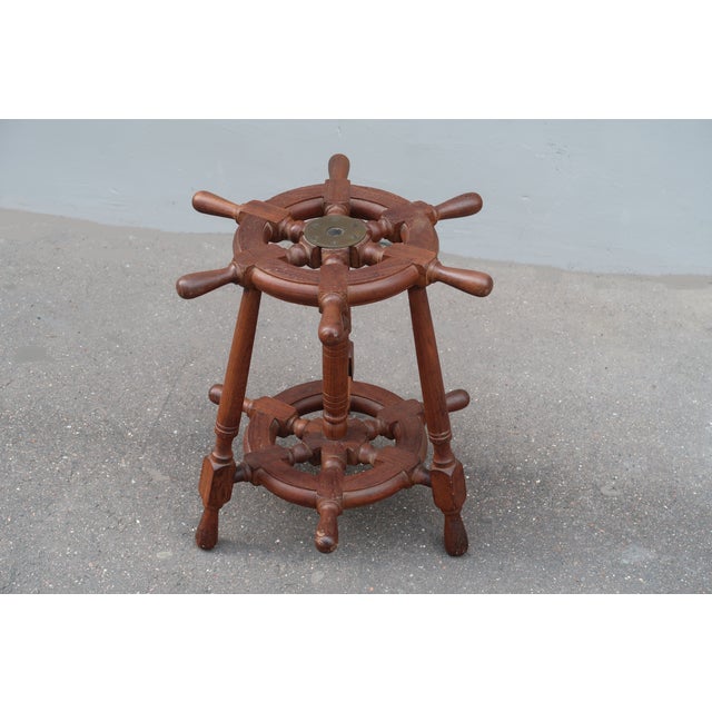 1950s French Marine Decor Side Table Made of Solid Wood For Sale - Image 4 of 8