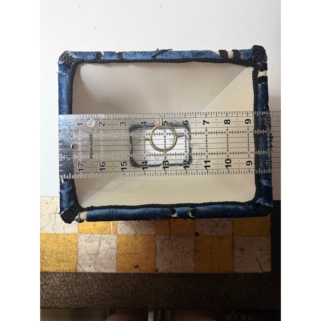 2020s Regal Sapphire Zebra Velvet Lampshade With Black Trim & Rayon Fringe For Sale - Image 5 of 7