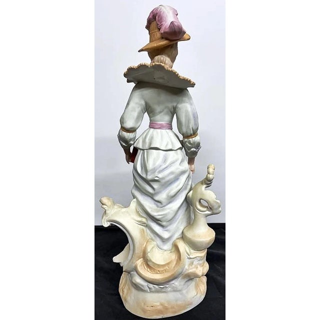 Blue 19th Century French Dandy Man And Woman Figurines- a Pair For Sale - Image 8 of 10