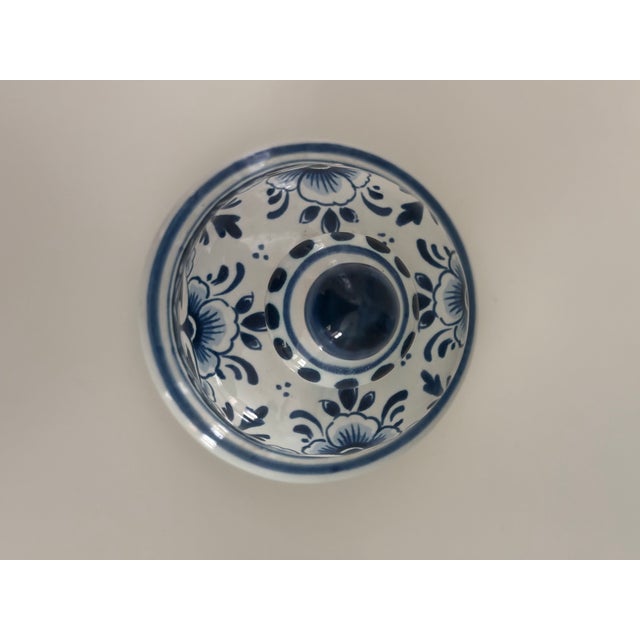 Mid 20th Century Vintage Dutch Oud Delft Blue and White Vase With Lid For Sale - Image 5 of 13