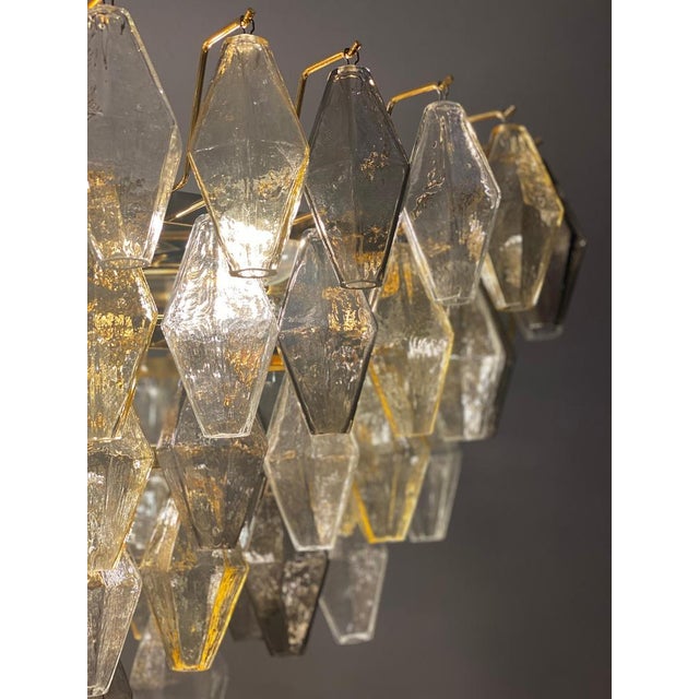 Glass Oval Amber and Grey Poliedri Murano Glass Chandelier or Ceiling Light, 1990s For Sale - Image 7 of 15