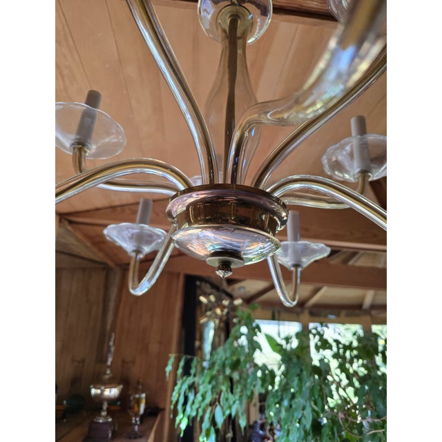 Vintage Mid Century Modern Murano Style Nos Chandelier For Sale - Image 9 of 9