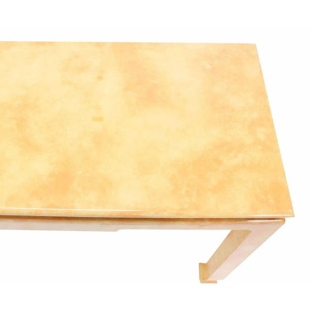 Mid-Century Modern Faux Parchment Finish Console Sofa Table For Sale - Image 4 of 7