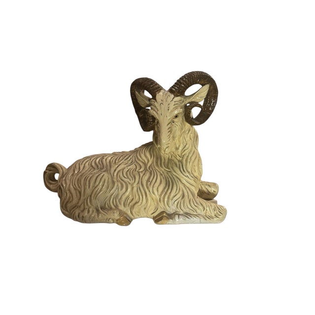 Vintage Italian Style Glazed Ceramic Ram Sculpture For Sale - Image 10 of 12