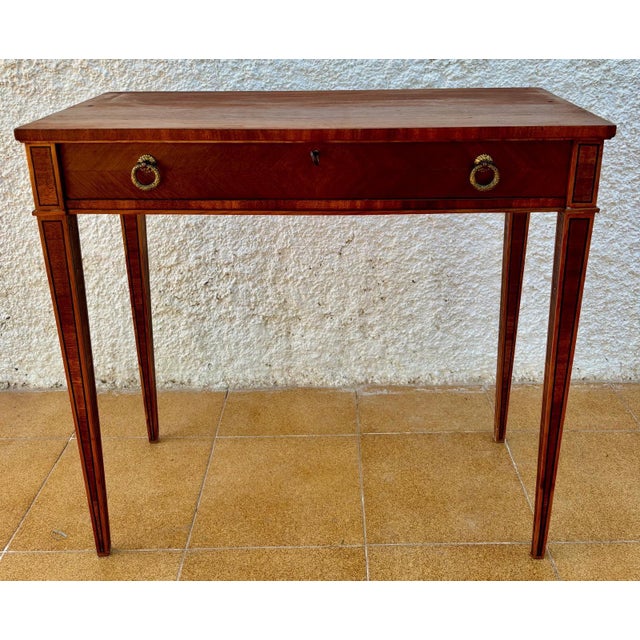 Brown French Walnut Veneer Table, 1940s For Sale - Image 8 of 18