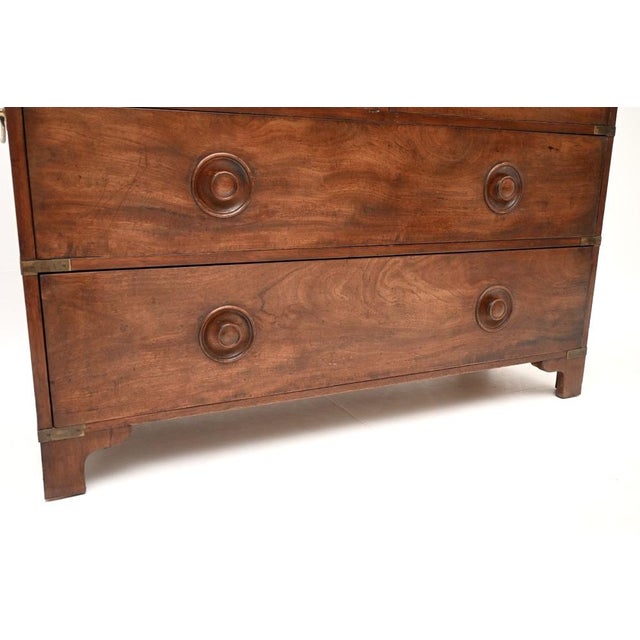 Antique Military Campaign Leather Top Chest of Drawers, 1860s For Sale - Image 10 of 11