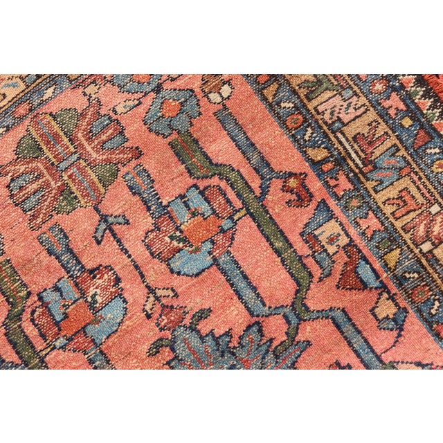 Antique Persian Lilihan Rug in All-Over Design in Jewel Tones and Pink Field For Sale - Image 11 of 11
