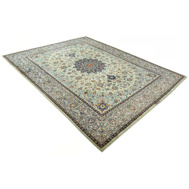 Hand-Knotted Kashan Rug in Cork Wool, 2000s For Sale - Image 3 of 13