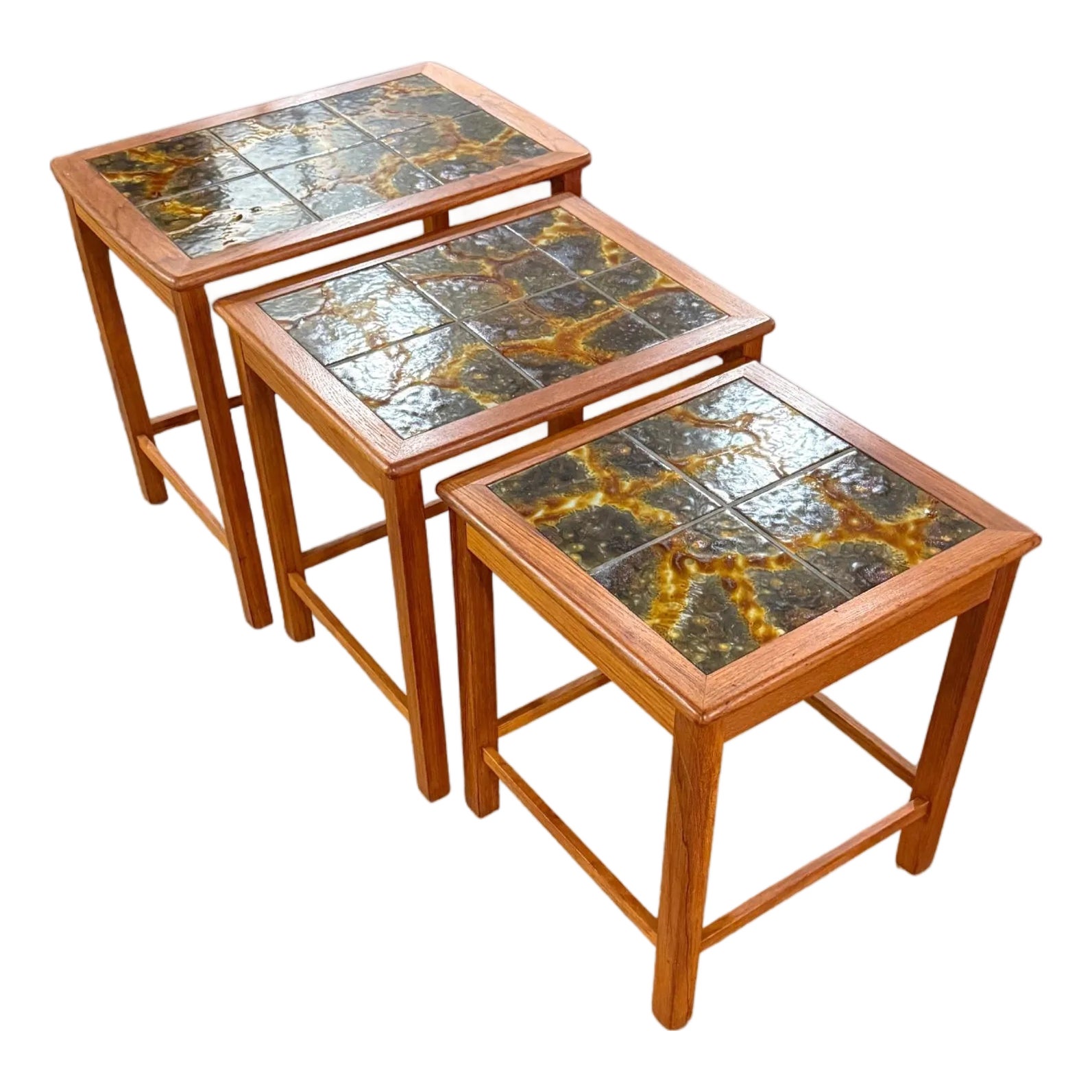 Mid 20th Century Danish Teak & Tile Nesting Tables Attributed to Trioh ...