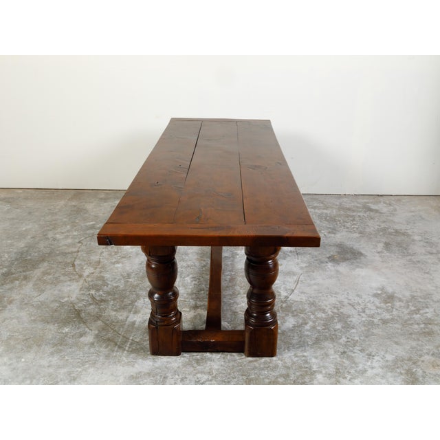 English 19th Century Walnut Dining Table with Turned Legs and H-Form Stretcher For Sale - Image 9 of 11
