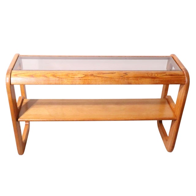 Mid 20th Century Mod Lou Hodges Oak and Glass Console Table For Sale - Image 10 of 18
