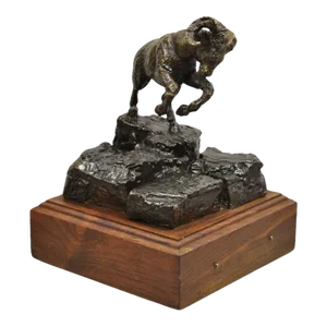 Vintage Wally Shoop 1985 Bronze Ram Bighorn Sheep Sculpture Limited 13/250