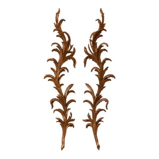 Pair of Italian 1820s Carved Giltwood Wall Fragments Depicting Scrolling Foliage For Sale