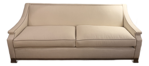 Wesley Hall Ivory Sofa With Wood Base