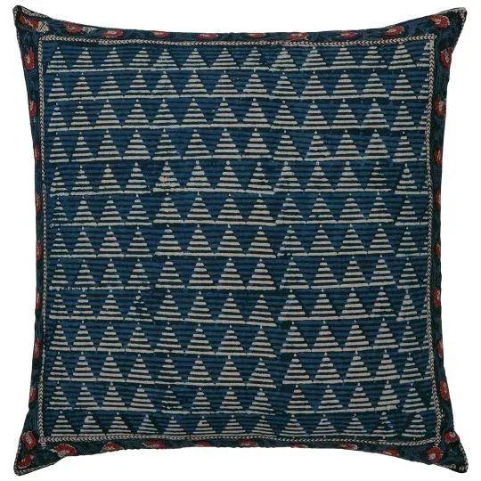 Indian Carnation-Delta Indigo/Brick Red Reversible Euro Sham For Sale - Image 3 of 4