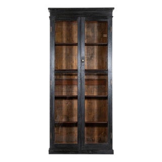19th Century English Oak Glazed Bookcase Cabinet, 1890 For Sale