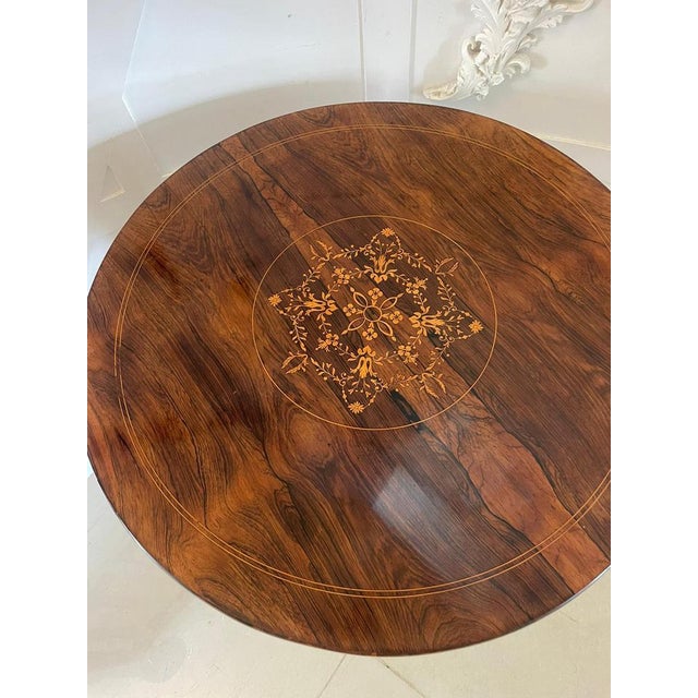 Antique Rosewood Inlaid Circular Table, 1860 For Sale - Image 6 of 11
