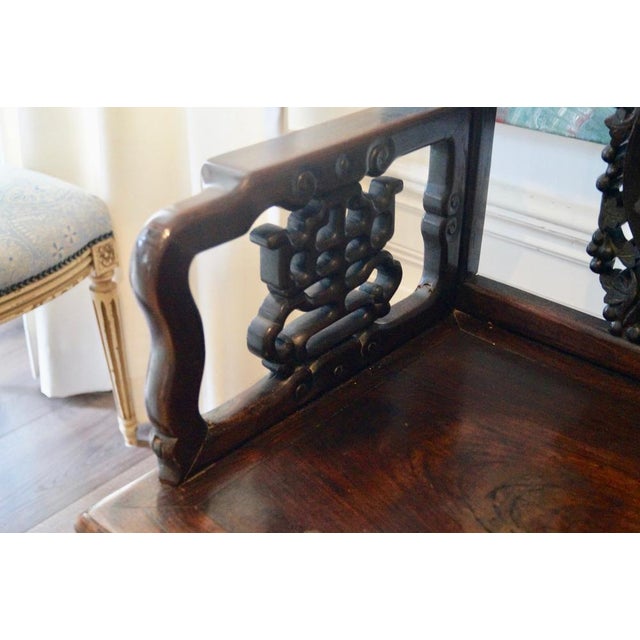 Chinese Wooden Chair with Carved Back and Armrests, 1850 For Sale - Image 11 of 14