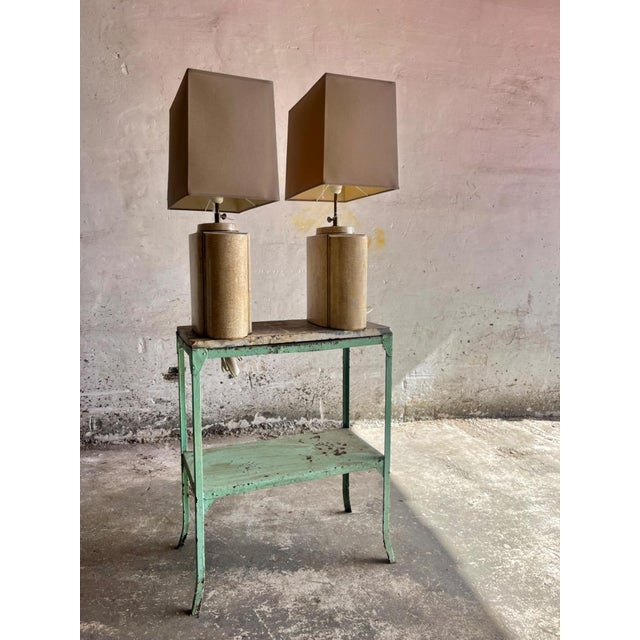 Architectural Table Lamps in Travertine and Brass in the style Maison Jansen, 1970s, Set of 2 For Sale - Image 15 of 16