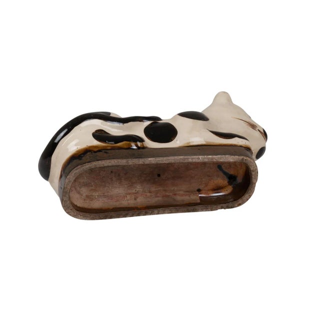 Ceramic Cat in Black and White Ceramic, 1900s For Sale - Image 7 of 8