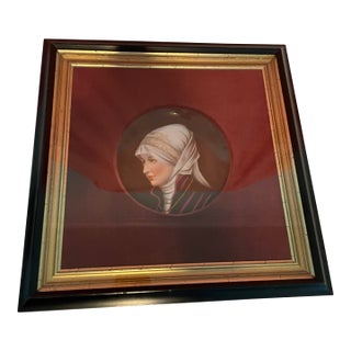 19th-Century Framed Hand-Painted Porcelain Plaque Portrait of Beatrice Cenci For Sale