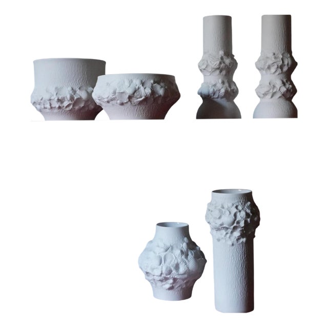 Vintage German Vases in Biscuit Porcelain from AK Kaiser, 1960s, Set of 6 For Sale