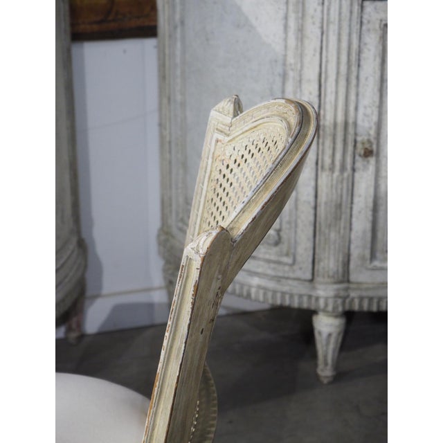 Set of 6 Painted and Caned French Louis XVI Style Dining Chairs, Early 1900s For Sale - Image 15 of 18